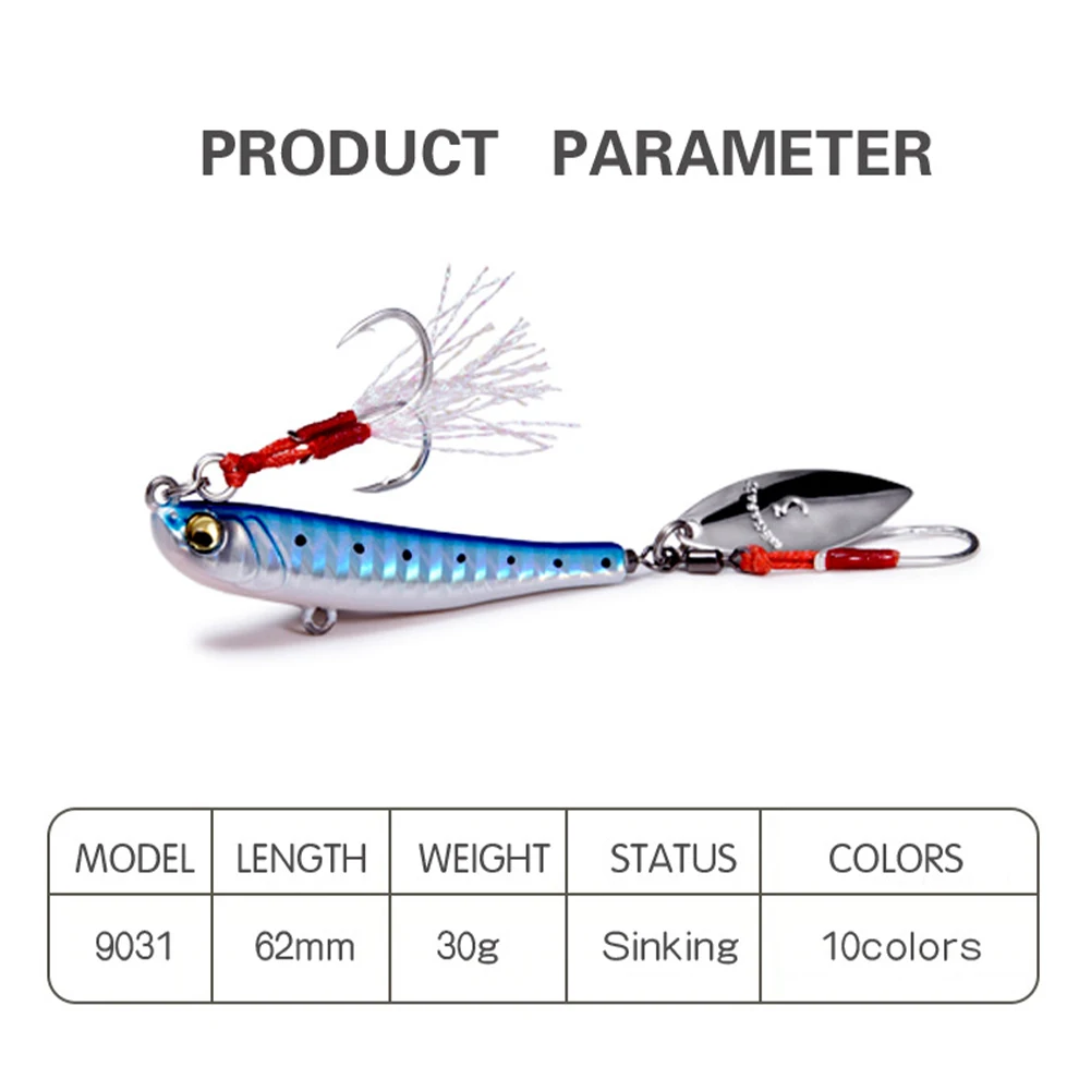 Jig Bait Winter Fishing with Spinner Spoon Fishing Lures 62mm 30g Jigs Trout Winter Fishing Hard Baits Tackle Pesca Makippa 30G
