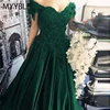 MYYBLE-vestido De noche largo De satén verde, elegante, Formal, De encaje, vestidos nocturnos De novia ► Foto 1/6