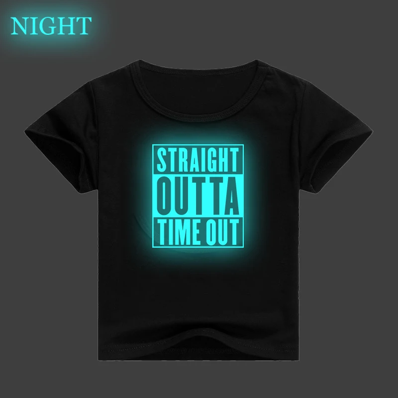 Футболка для мальчиков с принтом «Straight Out» светящаяся детская футболка для девочек модные хлопковые футболки в стиле хип-хоп для малышей - Цвет: Back To The Future1