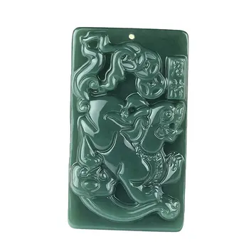 

LETSFUN Fine Jewelry 100% Pure natural Green jade talisman Evil Fu Foo Dog kylin Lion Necklaces Pendant Free Shipping
