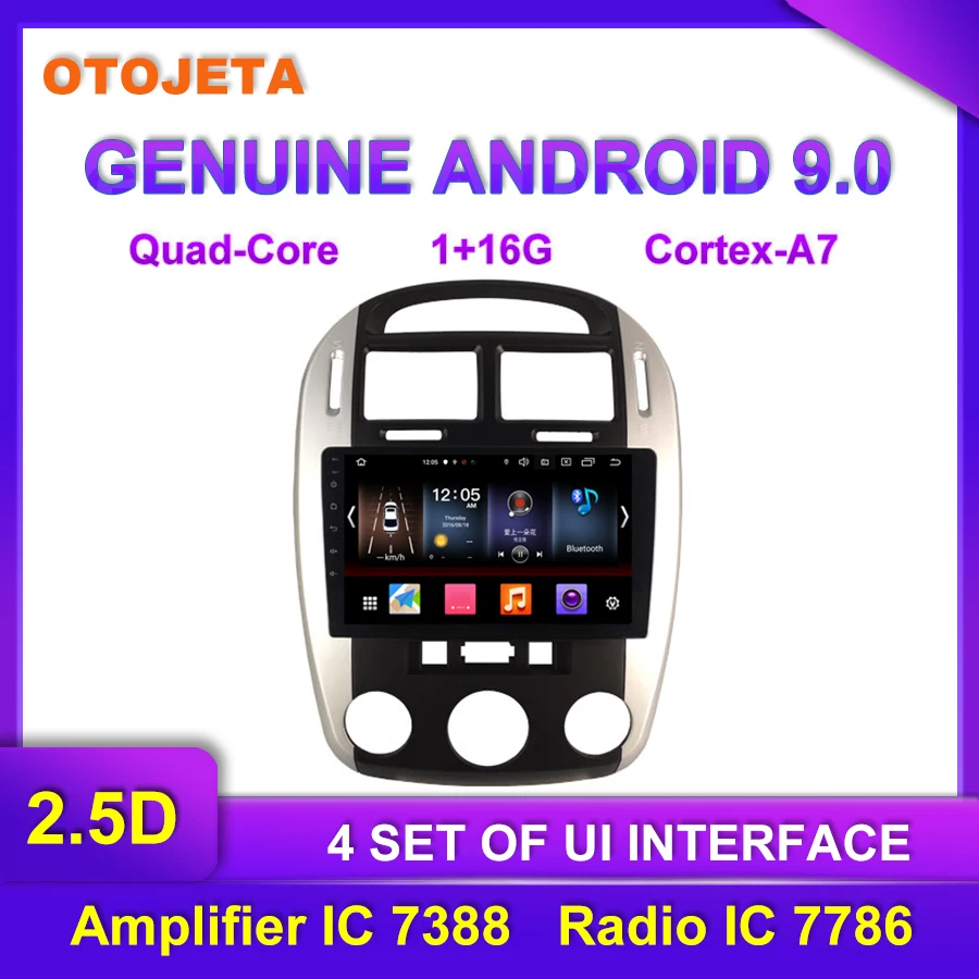 OTOJETA Android 9,0 плеер умный Автомобильный мультимедийный радио для ручного AC KIA Cerato gps навигация по Bluetooth Полный сенсорный магнитофон
