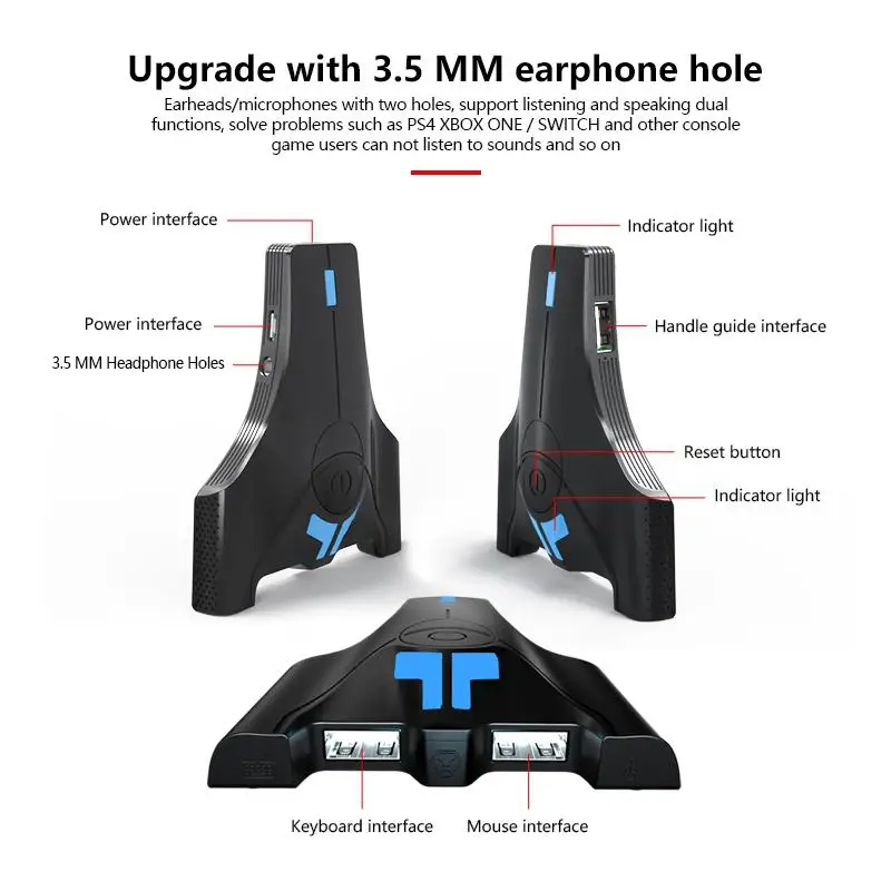 Gaming Keyboard Mouse Converter Adapter For Nintendo Switch PS4 Xbox One PS3 Console with 3 5mm Headphone Jack Game Accessories