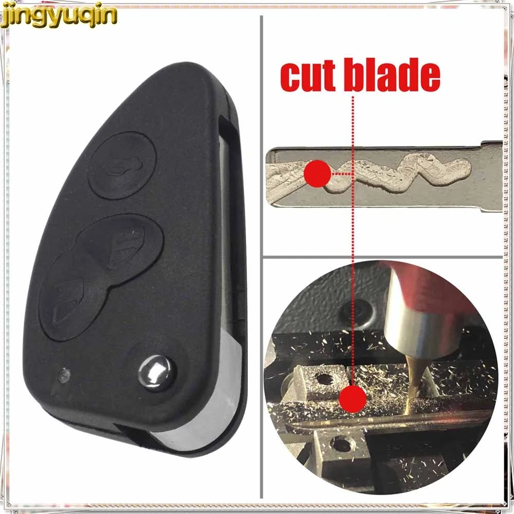 

jingyuqin Uncut/Cut Blade 3 Buttons Flip Folding Remote Car Key Case Shell Fob for Alfa Romeo 147 156 166 GT