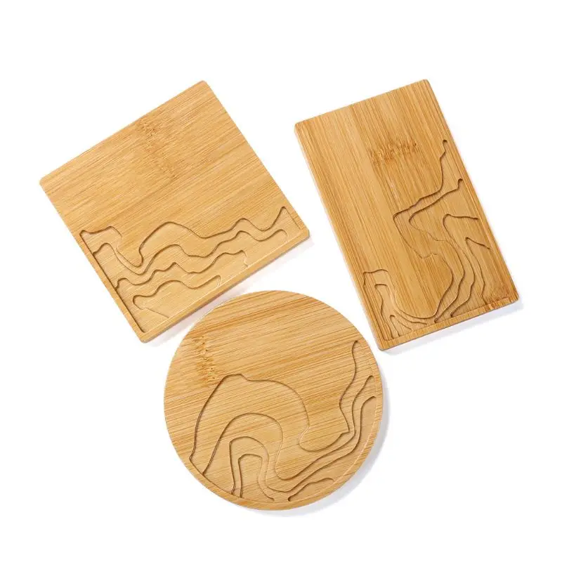 

Handmade Natural Wood Coaster Round Square Teacup Mat Bamboo Wooden Coasters for Drinks Resin Art Crafts