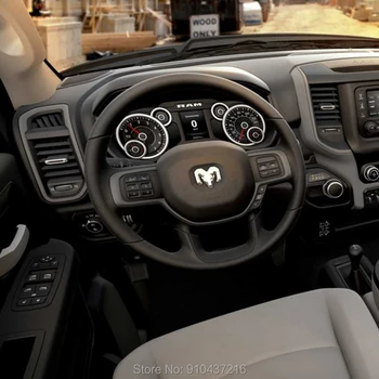 

Customize DIY Hand-stitched Car Steering Wheel Cover Black Carbon Fiber Suede Leather for Dodge RAM Sport 2018-2021