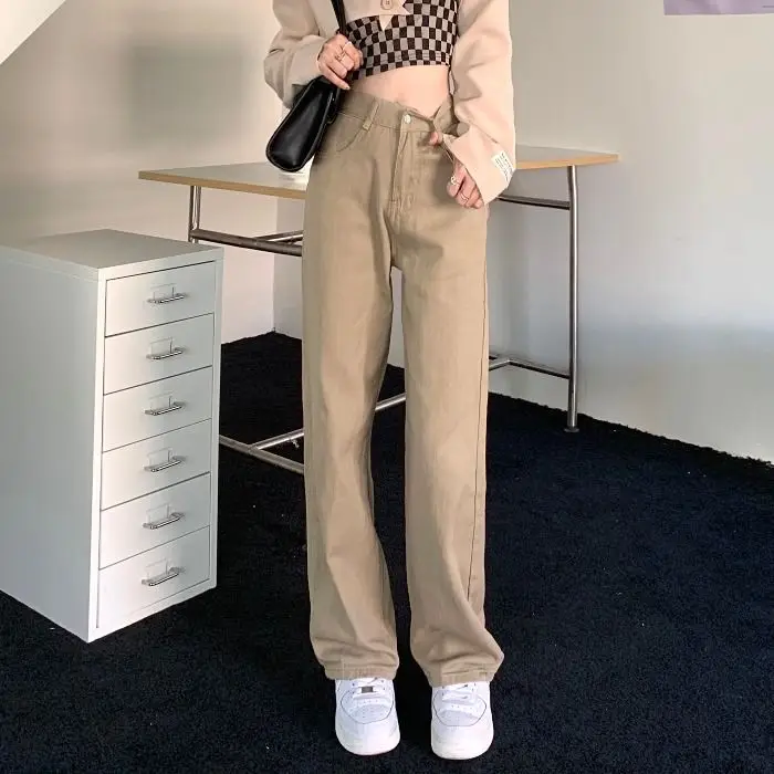 Harem Pants Jeans Women Solid Wide Leg Jeans Summer High Waist Loose Denim Pant Casual Vintage Mom Cowboy Denim Trousers