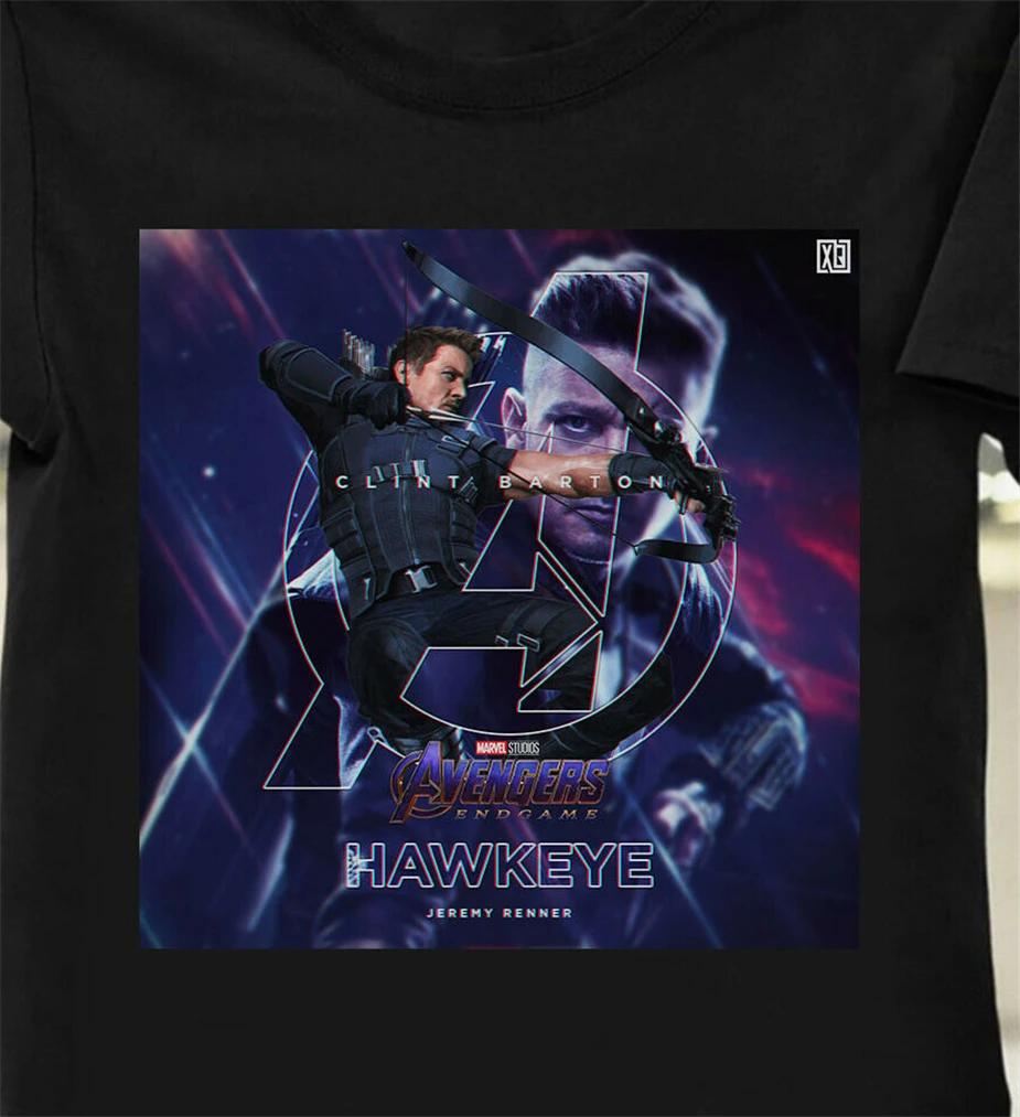 Hawkeye Endgame T Shirt Black Size S-3Xl ?Casual Print Fashion Tee | Мужская одежда