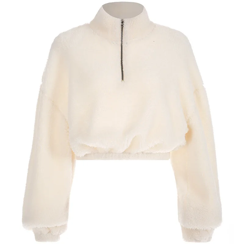 Модное разноцветное Женское пальто из искусственного меха, женские пушистые пальто и куртки, Женская флисовая куртка на молнии, зимняя плотная верхняя одежда - Цвет: White