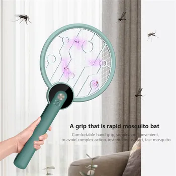 

2020 Foldable Mosquito Pat Killer Led Light Tennis Bat Hand-Held Racket Rechargeable Electric Fly Insect Racket Zapper Killer