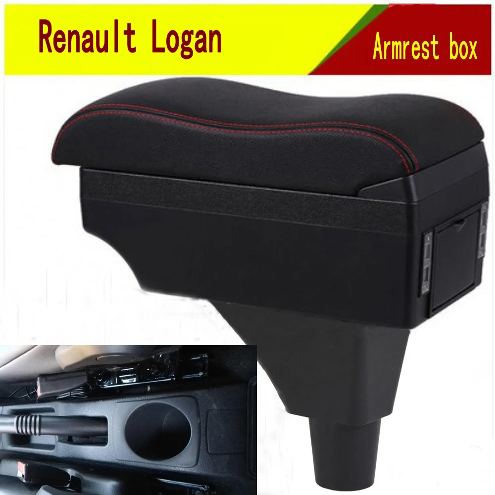 

For Renault Logan Armrest Box Arm Elbow Rest Central Console Storage Car Accessories Interior with USB Cup Holde LED