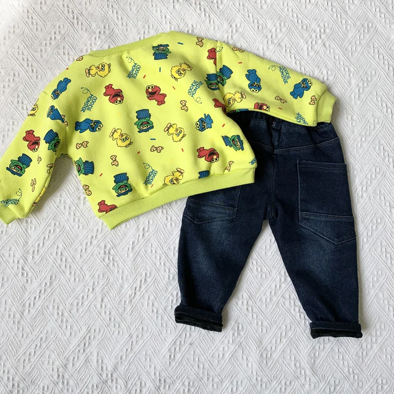 Korea style girls boys printed thicken t-shirt cotton full sleeve fashion autumn winter kids girls sweatshirt 1-6t