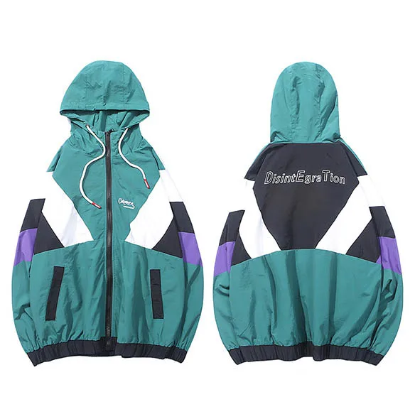 A93ZS8017 Green Harajuku спортивная куртка ветровка мужская уличная одежда с капюшоном в стиле хип-хоп куртка цветной блок осень Повседневная Толстовка Куртка пальто хипстер - Цвет: A93ZS8017 Green