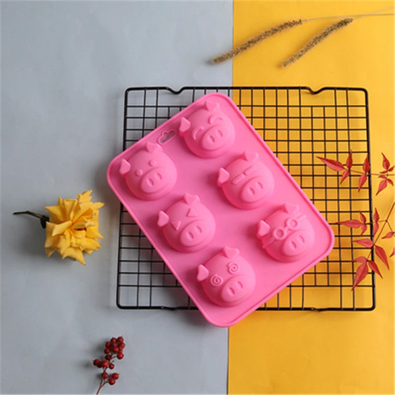 6 даже форма головы поросенка из мультфильма DIY Форма для выпечки силиконовая