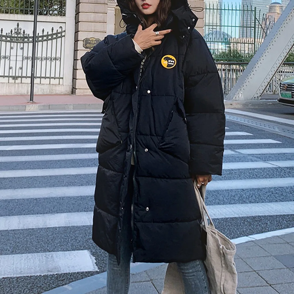 manteau femme winter coat Women Winter Dinosaur Print Hooded Pocket Long Sleeve Coat abrigos mujer invierno