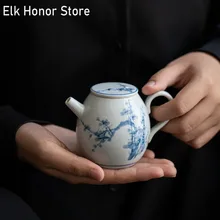 200ml Retro Blue And White Ceramic Teapot Handpainted Samuume Teapots Single Master Pot Household Kung Fu Tea Office Decoration