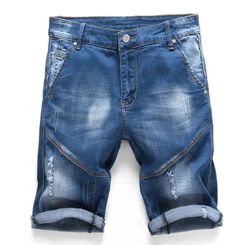 

2020 Men Summer Short Men's Classic Black Blue Jeans Shorts Trouers Brand DenimLight Blue Bigger Size 44 46 48