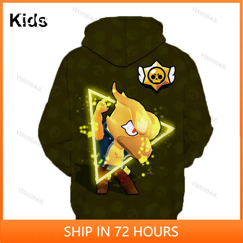 

Mecha Crow Shooter Kids Hoodie Leon Shooting Game Spike 3D Sweatshirt Tops Boys Girls Brawling Cartoon Star Tops Teen Clothes