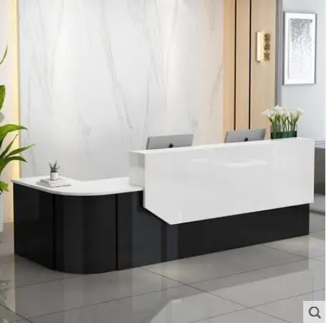Company reception desk, cashier desk, curved bar counter, training institution, beauty salon, clothing store, simple and modern