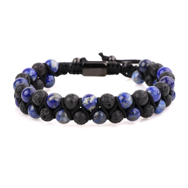 Men Women 6mm Lava Rock Stone Aromatherapy Essential Oil Diffuser Bracelet Braided Rope Natural Stone Yoga Beads Bracelets - Image 4