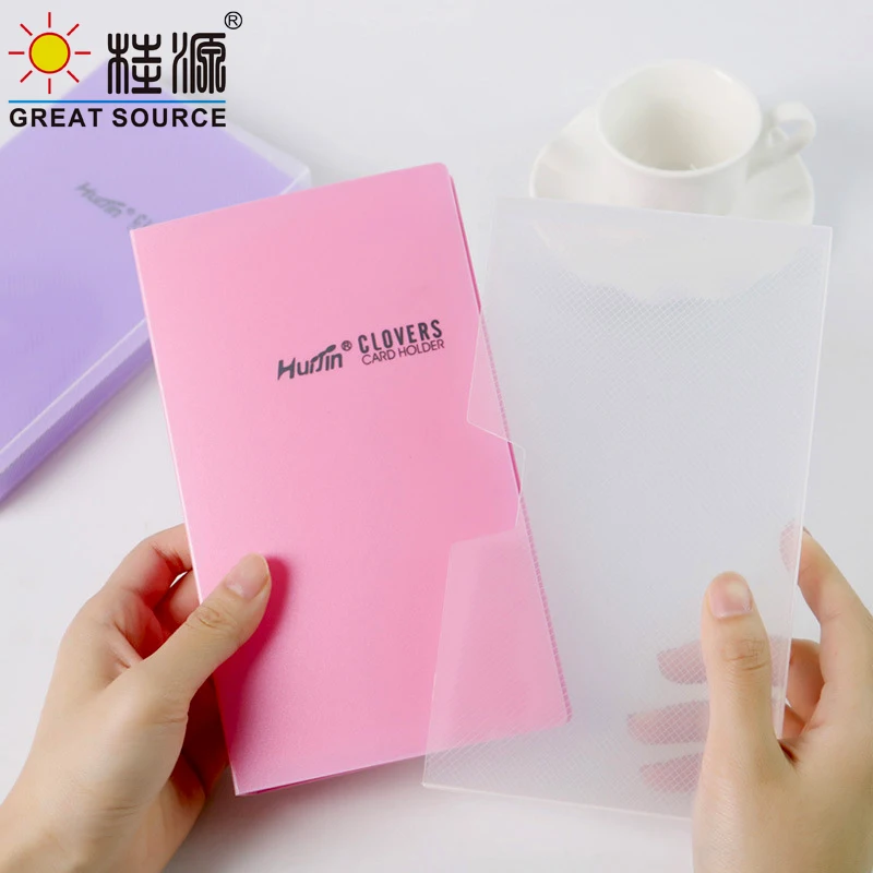 Makeasy ID Card Album Member Card Book 120 Pockets Name Organizer Pockets PP Leaf Candy Color Cover Book For Business