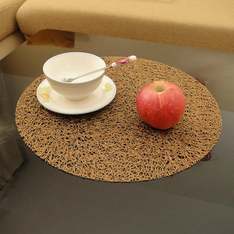 38 см Коврик для стола круглые подставки для тарелок нескользящий ПВХ коврик для стола столовый стол Декор теплоизоляционный коврик скатерть