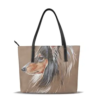 

Ladies Hand Tote Bag Wood Slice Ornament Dog Fashion Women Shoulder Bags Messenger Bags Female HandBag OLN