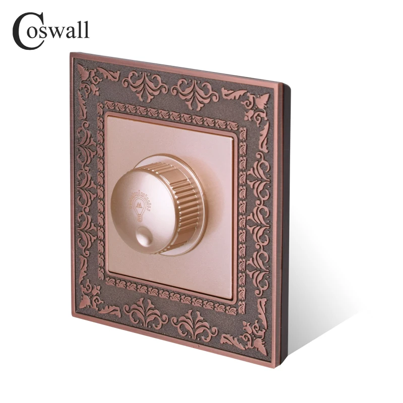 Coswall, цинковый сплав, металлическая панель, лампа, диммер, регулятор, настенный выключатель, только для 15~ 300 Вт, Диммируемый светодиодный светильник, регулируемая яркость