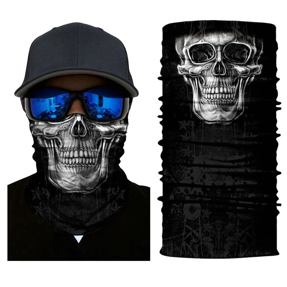 Biker Skull Ghost Full Face Mask Balaclava Tactical Durag Motor Windproof Masks Face Protective Cover Neck Masque For Unisex - Цвет: PL180144