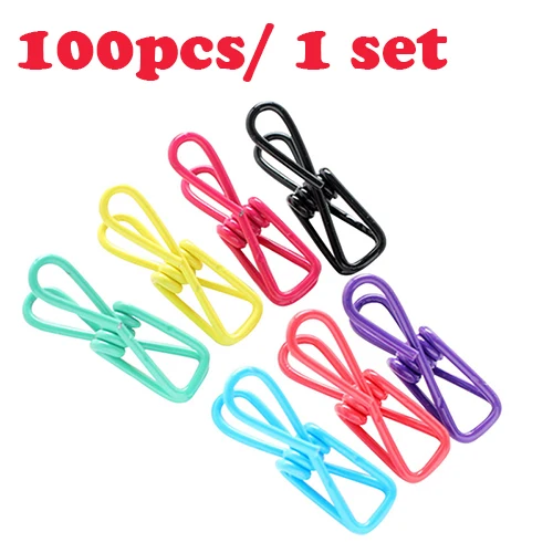 100pcs 50 шт/100 шт многофункциональные зажимы из нержавеющей стали одежда прищепки держатели прищепки для одежды - Цвет: 100pcs