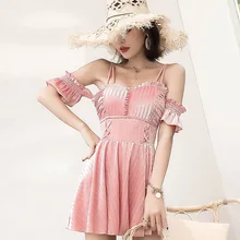 Цельный купальник Женская одежда для плавания с пуш-ап пикантная одежда для плавания костюмы большого размера новая милая Женская юбка с ушками