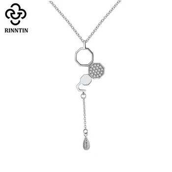 

Rinntin Real 925 Sterling Silver Women Necklaces & Pendants Honeycomb Design Pave Setting AAA Zircon Pendant Jewelry TSN100