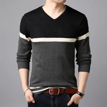 

Men's New Fashion Autumn Winter Casual Sweater Stitching Color Long Sleeve Tops SweaterCoats Male Slim Fit clothing Pullovers