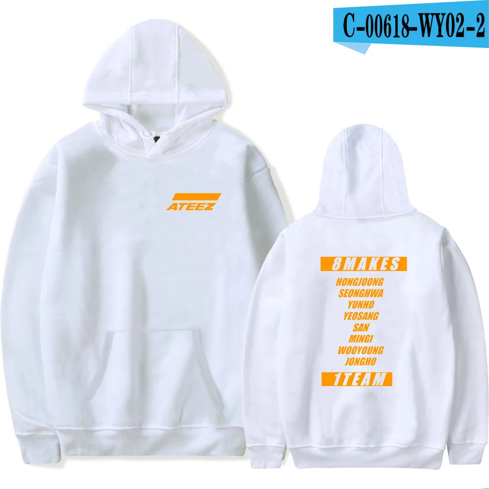White ATEEZ мужские толстовки с принтом/wo Для мужчин Новая модная толстовка с капюшоном в стиле хип-хоп, высокого качества в стиле Harajuku Уличная толстовки ATEEZ Для мужчин Толстовка - Цвет: White