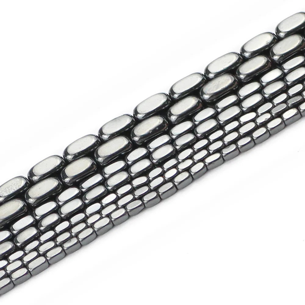

YHBZRET Rectangle cuboid Black Hematite Natural Stone spacer 2~8mm Loose beads For Jewelry making bracelets DIY accessories