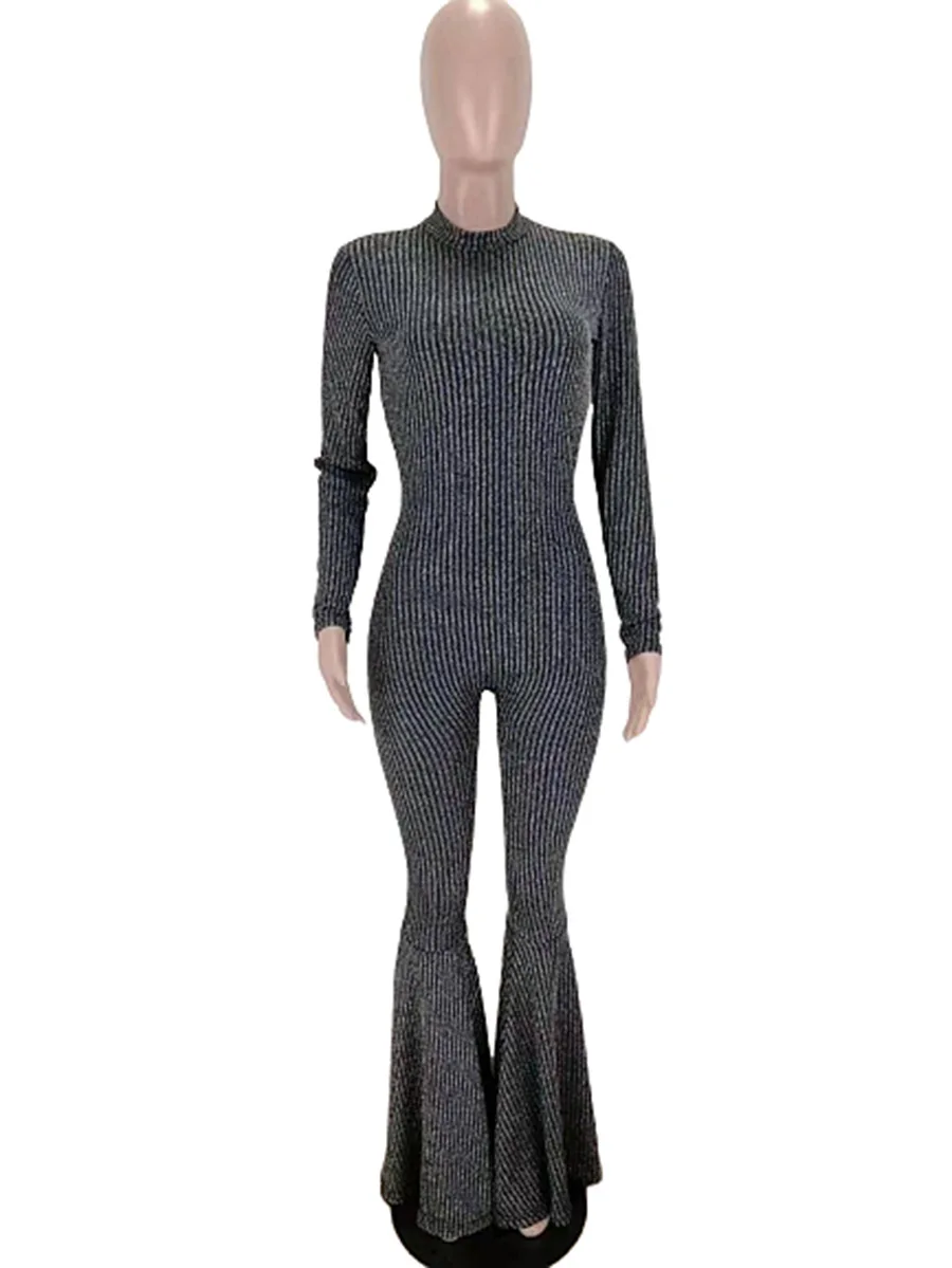 Sparkling Fabirc женские комбинезоны полной длины, новинка, модные Обтягивающие Комбинезоны с длинными рукавами и круглым вырезом для ночного клуба