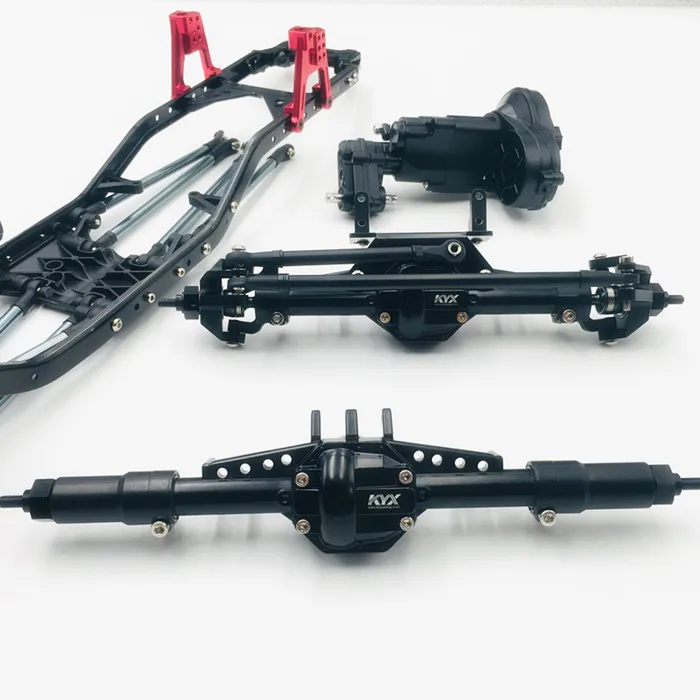 KYX Alloy 2 Speed Transmission Gearbox Servo on Axle 313 Wheelbase Frame for Upgraded Modified 1/10 Axial SCX-II 90046