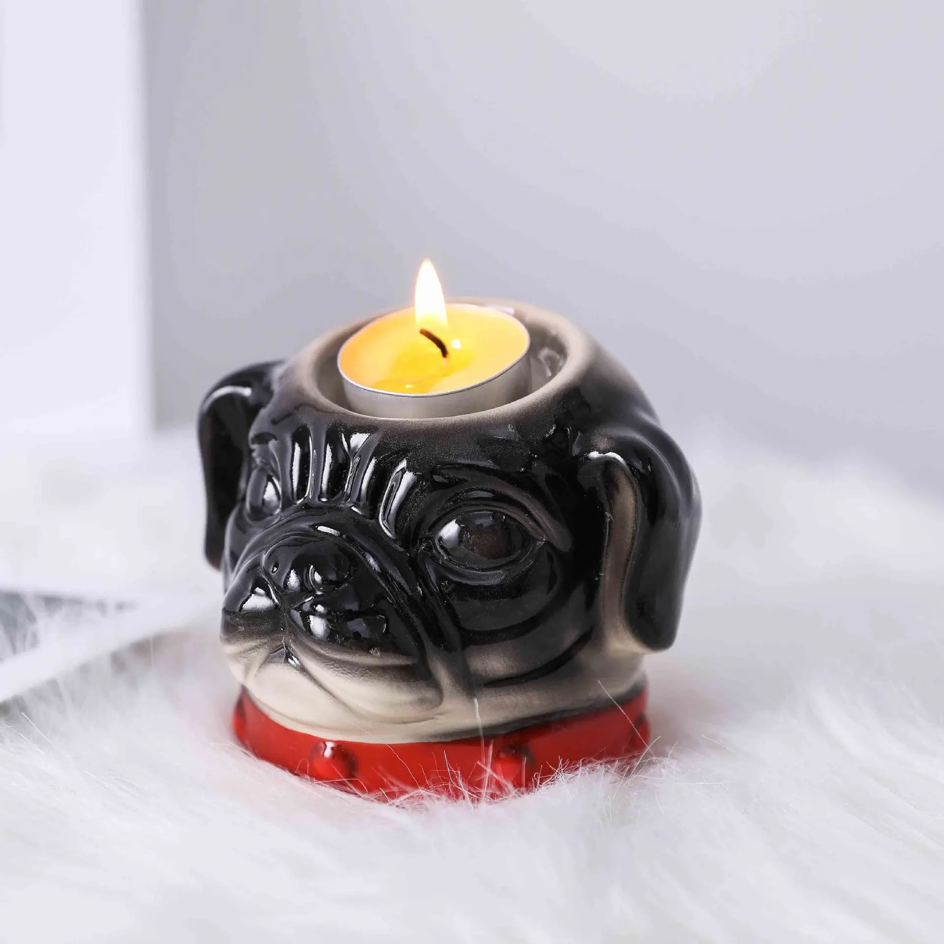 Cartoon Dog Candlestick Ceramic Candle Holders Table Creative Tea Light Holder Stand Desktop Kandelaar Decoration FC324 | Дом и сад