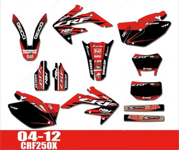 

04-12 CRF250X Free Customized Motorcycle Graphics Stickers Sticker Kit Decal for Honda CRF 250X 2004- 2012 2005 2006 2007 2008
