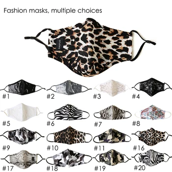 

Fashion Reusable Protective PM2.5 Filter Leopard Printing Cotton Mouth Mask Breathable Sunscreen Washable Face Mask Mascarilla