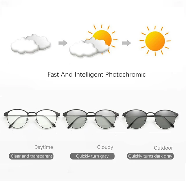 Gafas De protección contra luz azul fotocromáticas para hombre y mujer, lentes ópticas redondas, marco De gafas para ordenador, polarizadas 4