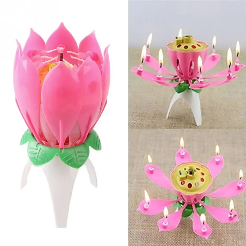 

Lotus Flower Festival Music Birthday Cake Candles Decorative Music Party Single Layer Birthday Music Lotus Candle #0 8