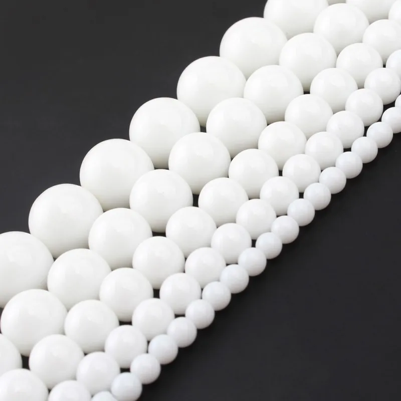 Бусины с круглыми отверстиями для бижутерии 4 6 8 10 12 мм|white natural stone|natural stone whitestone round