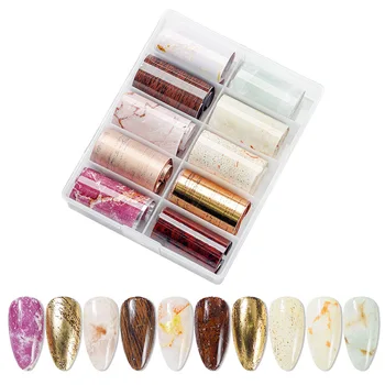 

Nail marble Stickers Metallic Transfer Foil Paper Nail Art Transfer Sticker Slide Nail Art Decals Nails Accessories 10pcs