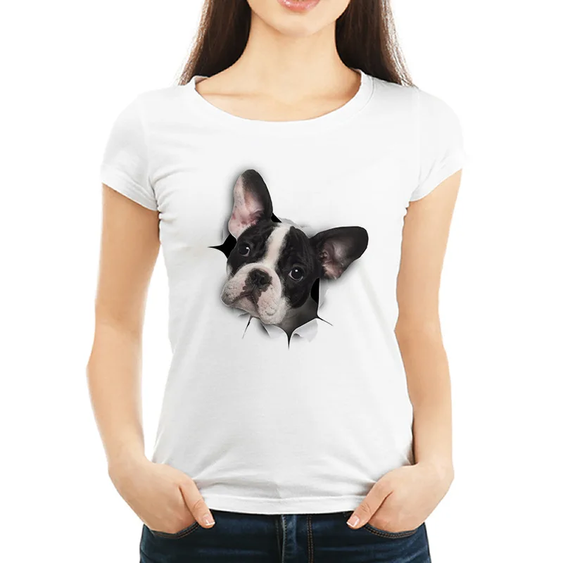 Женская футболка женская летняя с принтом собаки белая Повседневная Уличная