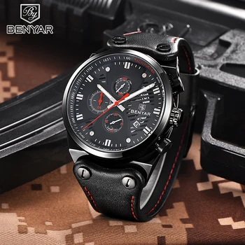 

BENYAR 5110 Quartz Men's Watches New Top Luxury Brand Fashion Chronograph Military Sports Black Watch Waterproof Casual Clock