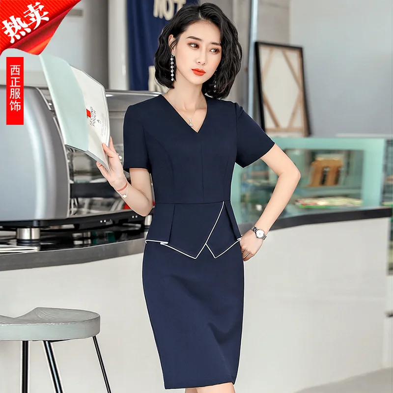

Spring And Summer New Style Wear Dress Work Clothes Slim Fit Short-sleeve Dress Elastic Large Size Slimming Skirt