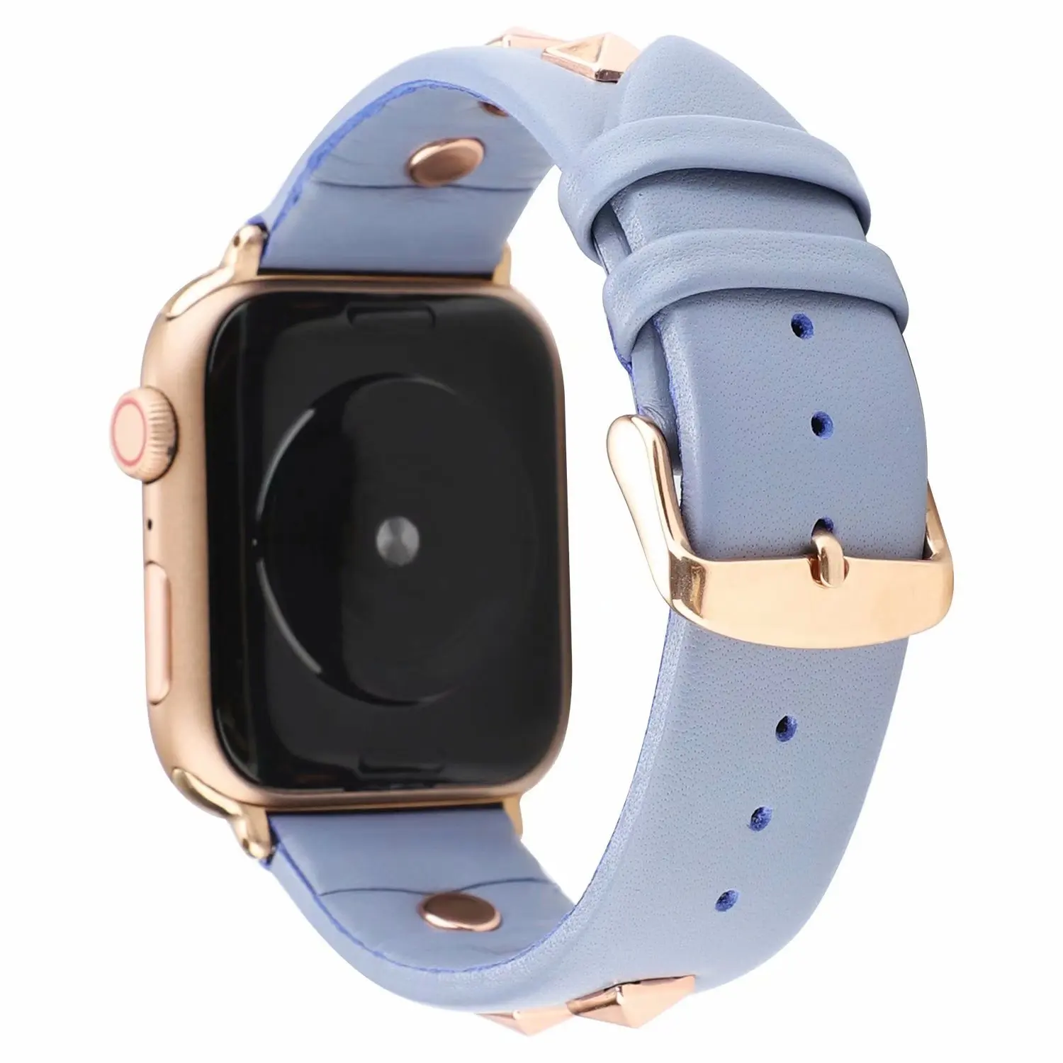 Для Apple watch, ремешок с заклепками, серия 5, 4, 3, 2, 1, браслет для мужчин и женщин, кожаный ремешок 38 мм, 42 мм, 44 мм, для iwatch, 4 ремешка, 40 мм, аксессуары - Цвет ремешка: Dark Blue rose