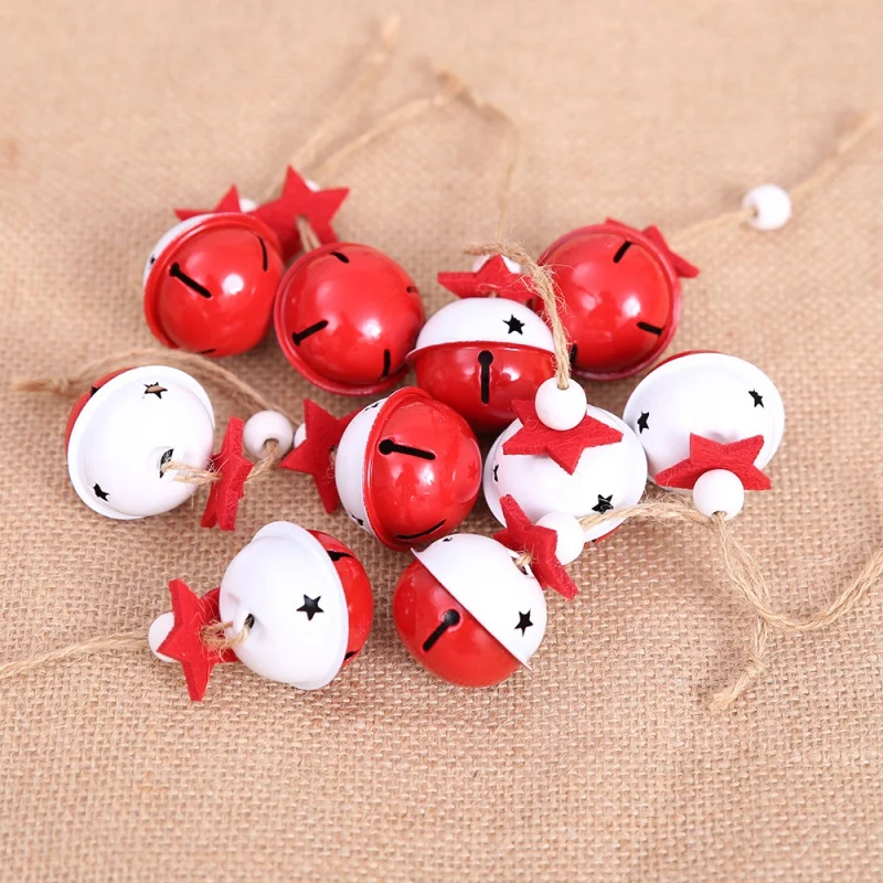 Christmas Bells Red And White Metal Hollow Out Decorative Bells Christmas Pendant Hanging Holiday Decorations