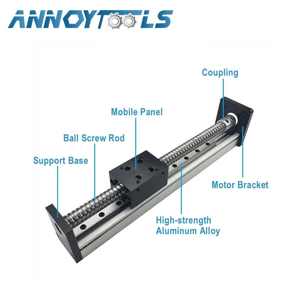 1610 Ball Screw Linear Guide Rail 600mm Aluminum Alloy Linear Guide