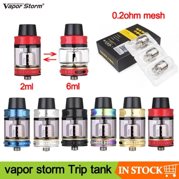 

Original Vapor Storm Trip Tank 24mm Diameter 0.2ohm Mesh Coil Atomizer Vape Tank With 2ml 6ml Glass tube E-cig Atomizer